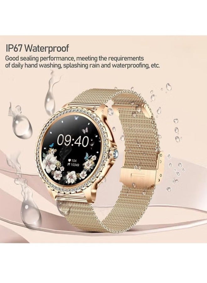 Women's smart watches, Bluetooth calls, fitness trackers and heart rate sleep monitors, 1.32 " full screen waterproof watches, smart watches for fashion women