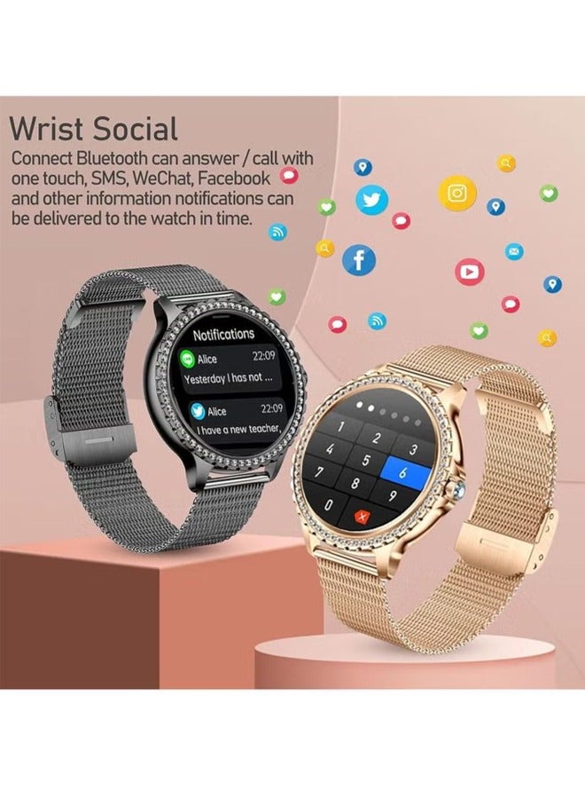 Women's smart watches, Bluetooth calls, fitness trackers and heart rate sleep monitors, 1.32 " full screen waterproof watches, smart watches for fashion women