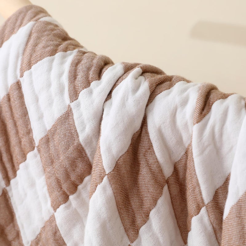 HardNok Ultra Soft Muslin Baby Blanket,A Versatile Swaddle and Bed Blanket for Babies, Toddlers, Boys, and Girls (1 Coffee Checkered 1 Pack). - Image 4