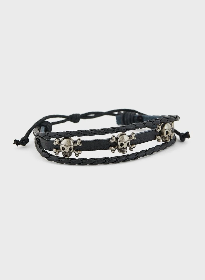 Seventy Five 4 Pack Beaded Skull Bracelet Set