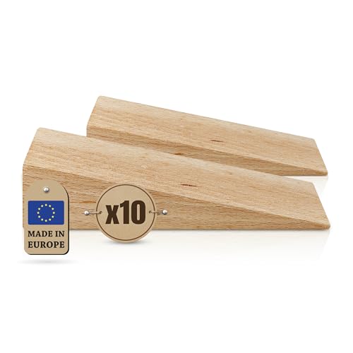 Tolux Wooden Wedges Hardwood Wedge Beech Wood Wedge Wooden Doorstop Handy Tool in Carpentry Construction and Various DIY Projects Size 125x45x30 mm 492x177x118 in Pack of 10 pcs - Image 1