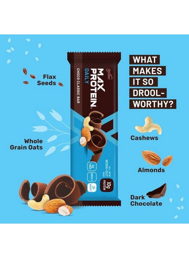 RiteBite Max Protein Daily Choco Classic 10g Protein Bars [Pack of 6] Protein Blend, Fiber, Vitamins & Minerals, No Preservatives, 100% Veg, For Energy, Fitness & Immunity - 300g - Image 4