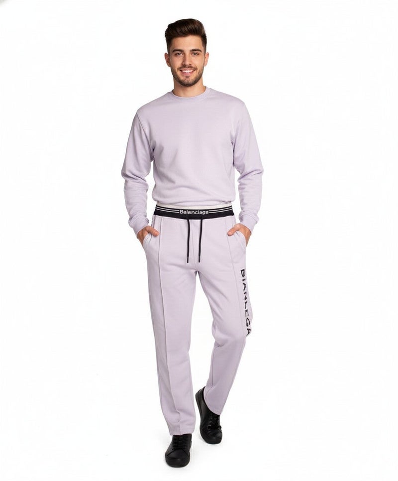 Vibes Cotton Balenciaga Print Sweatpants For Men - Grey - Image 1