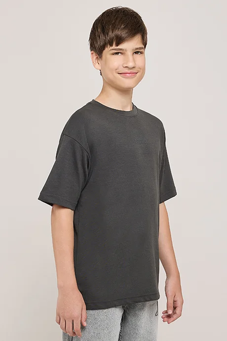 R&B Print Detail T-Shirt With Crew Neck and Short Sleeves