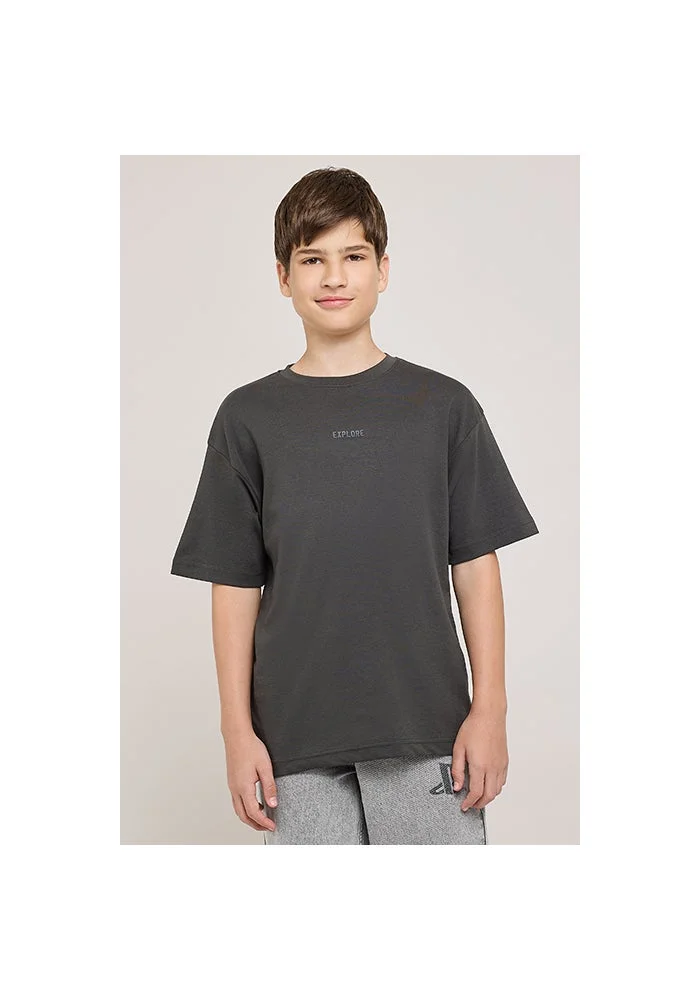أر أند بي Print Detail T-Shirt With Crew Neck and Short Sleeves