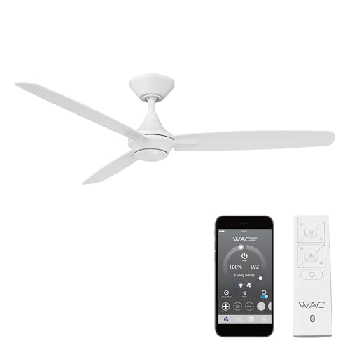 WAC Lighting Blitzen Indoor and Outdoor 3-Blade Smart Ceiling Fan 54in Matte White with Remote Control, Matte White - Image 1