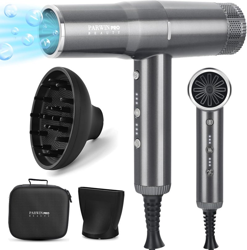 Hair Dryer, Professional Salon Fast Drying Ionic Diffuser Hairdryer for Women and Men, Blow Dryer with Powerful 110.000 RPM Low Noise Brushless Motor for Home, Travel and Gift (GRAY) - Image 1
