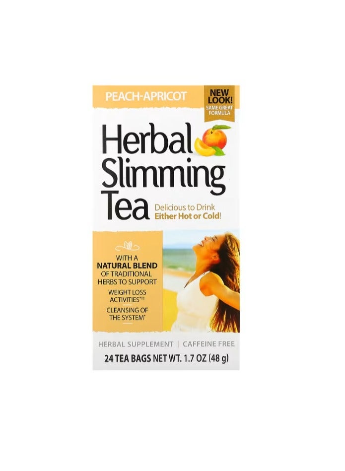 21st Century Herbal Slimming Tea Peach-Apricot Caffeine Free 24 Tea Bags - Image 1