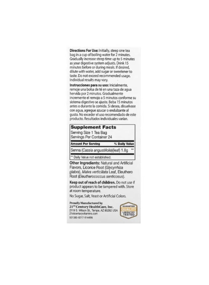 21st Century Herbal Slimming Tea Peach-Apricot Caffeine Free 24 Tea Bags - Image 2