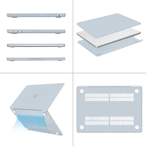 MOSISO Compatible with MacBook Air 13 inch Case 2025 2024 2023 2022 M4 A3240 M3 A3113 M2 A2681, Plastic Hard Shell&Keyboard Cover&Screen Film&Pouch for MacBook Air 13.6 inch Case, Baby Blue - Image 5