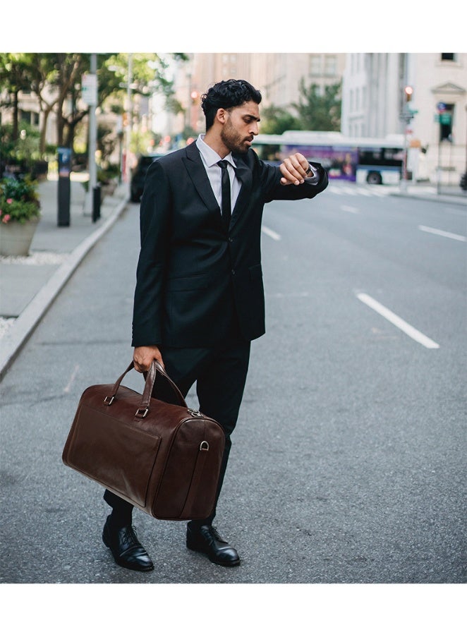 JOYIR Men's Genuine Leather Travel Duffel Bag - Top-Grain Cowhide Business Trip Luggage, 15.6" Laptop Compatible - Image 5