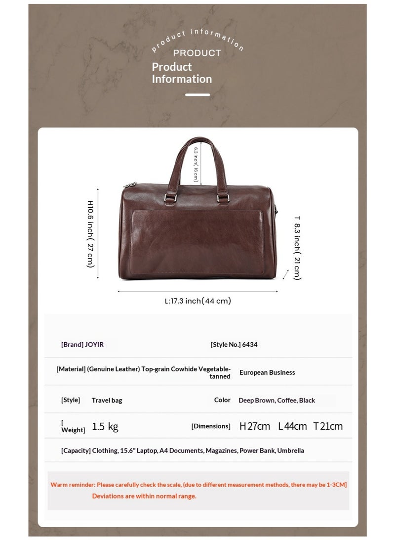 JOYIR Men's Genuine Leather Travel Duffel Bag - Top-Grain Cowhide Business Trip Luggage, 15.6" Laptop Compatible - Image 3