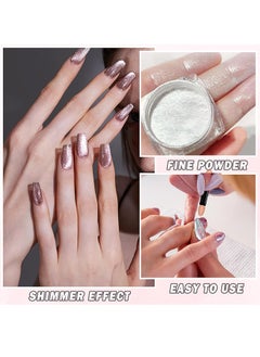 Maxfine 4 Same Boxes Nail Glitter Mirror Powder Pearl Powder, Ice Transparent Aurora Nail Powder, Neon Rainbow Holographic Chameleon Powder Chrome Iridescent Pigment Pearlescent High Gloss Nail Art Glitters  - Image 3