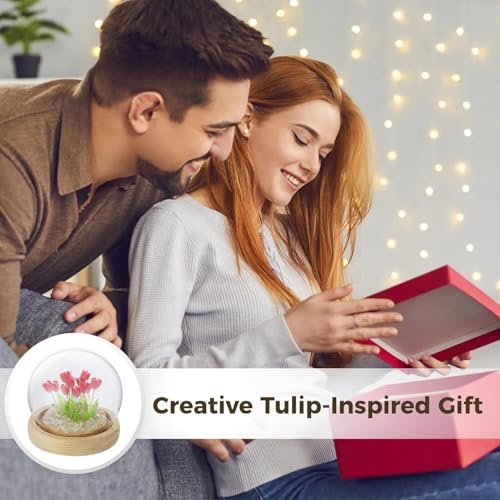 XERGY Tulip Night Light LED Decoration Lamp,Glass Artificial Tulips Bedroom Flower Table Lamp,Birthday Mothers Day Gifts for Girlfriend Mom Women Wife Sister Girls, 10 Flowers (Pink) - Image 5