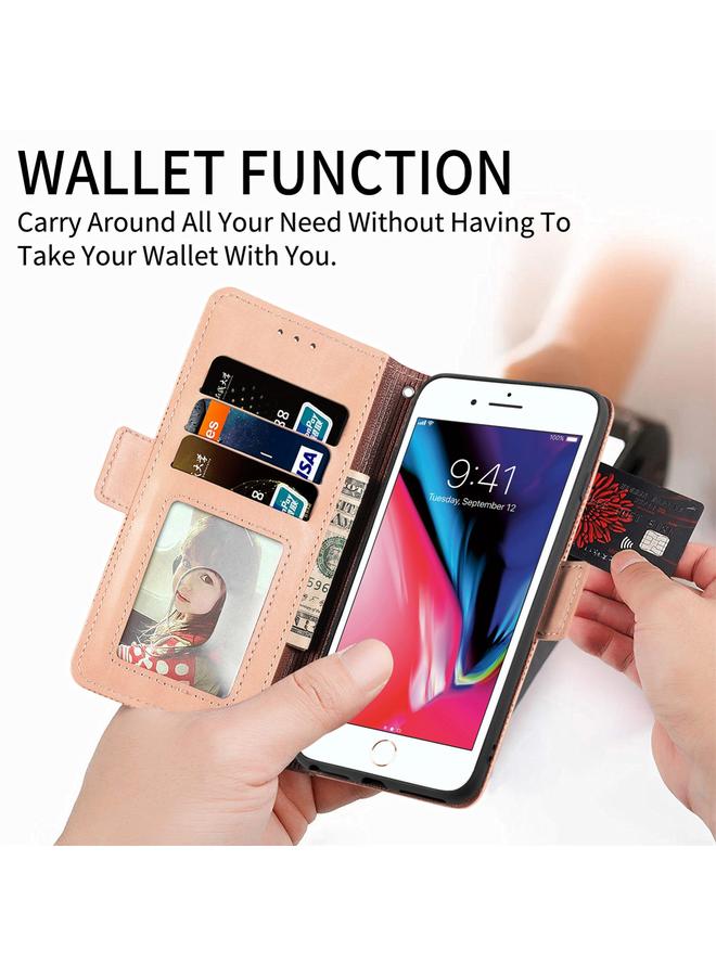 اس-توب جراب هاتف iPhone SE 2022 / SE 2020 / 8 / 7 جراب هاتف شبكي من الجلد القابل للطي - Image 4