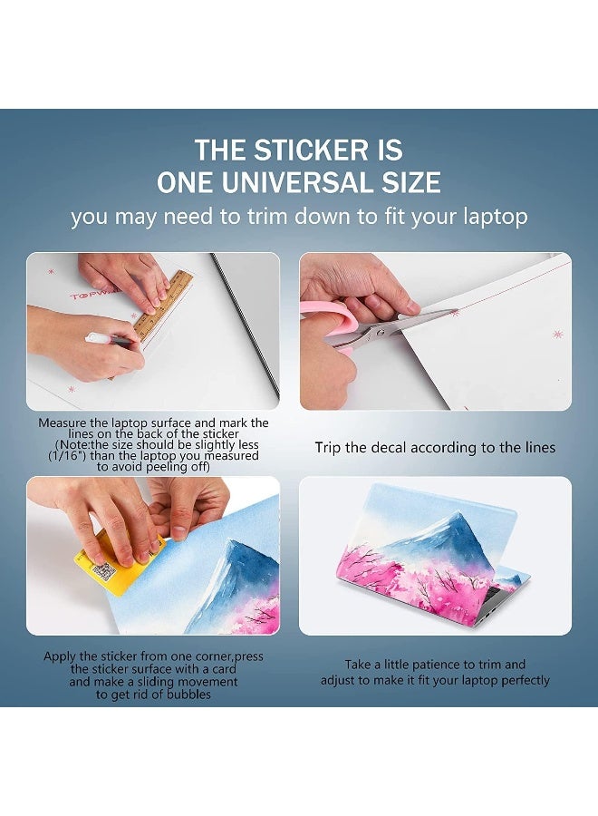 Home Trove Aortdes 15 15.4 15.6 Inches Laptop Skin Sticker Personalized Universal 12.1 13 13.3 14 Inches Netbook Skin Sticker Reusable Notebook Pc Art Protector (Fujiyama & Cherry Blossoms)  - Image 2
