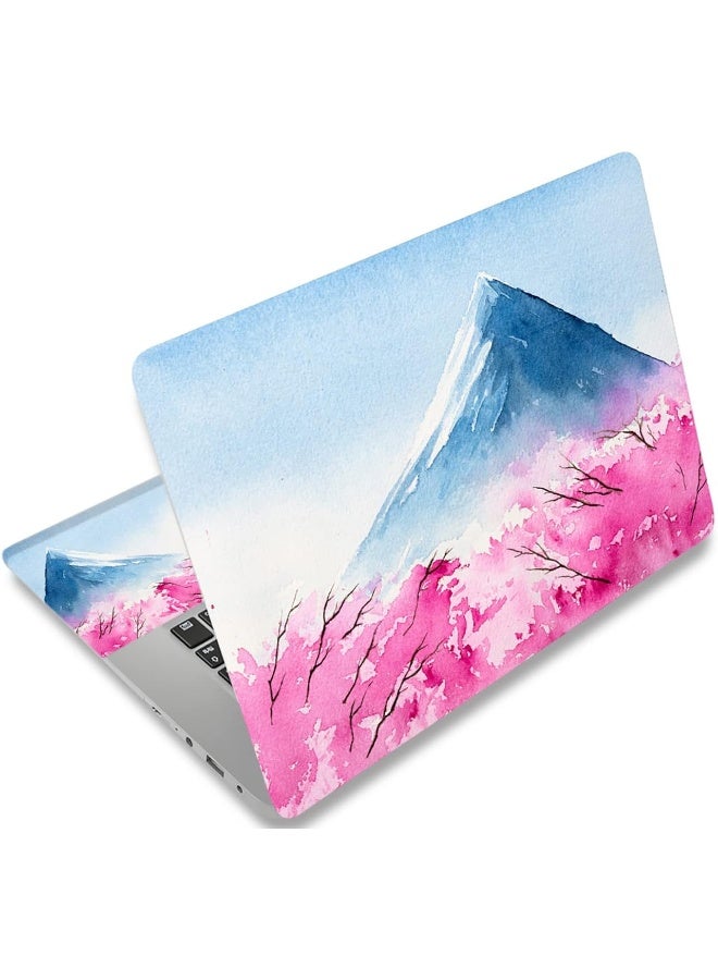 Home Trove Aortdes 15 15.4 15.6 Inches Laptop Skin Sticker Personalized Universal 12.1 13 13.3 14 Inches Netbook Skin Sticker Reusable Notebook Pc Art Protector (Fujiyama & Cherry Blossoms)  - Image 1