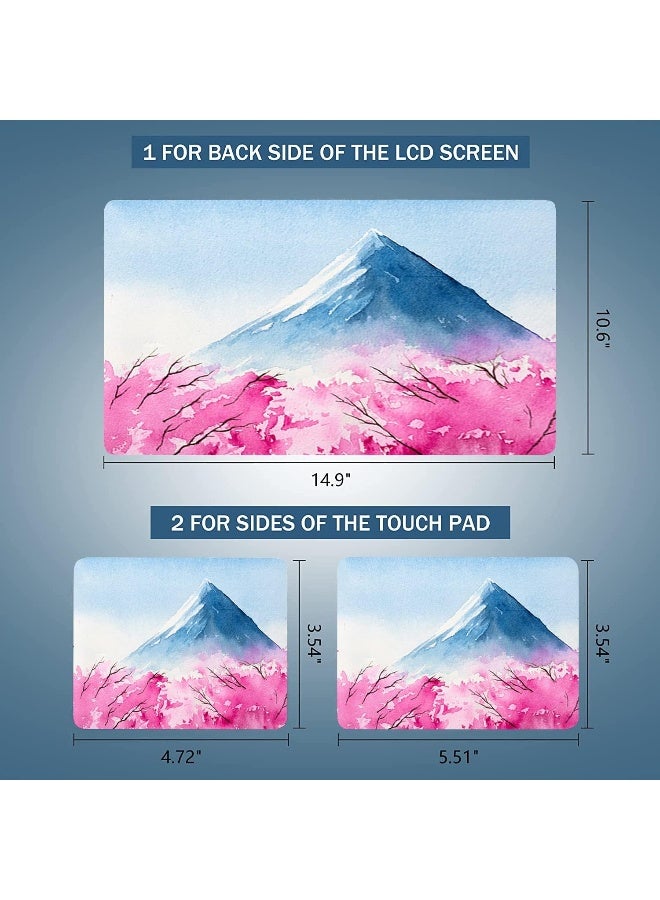 Home Trove Aortdes 15 15.4 15.6 Inches Laptop Skin Sticker Personalized Universal 12.1 13 13.3 14 Inches Netbook Skin Sticker Reusable Notebook Pc Art Protector (Fujiyama & Cherry Blossoms)  - Image 3