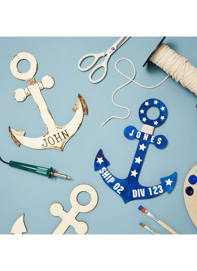 Genie Crafts - 12 Pack Unfinished Wooden Anchors For Crafts Nautical Wood Cutouts For Diy Projects Nautical Decor (11.6 X 8.8 In) - Image 1