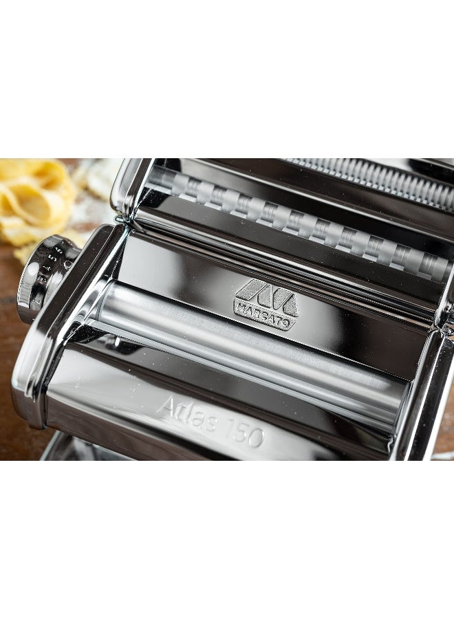 Marcato Made in Italy Atlas 150 Design Manual Pasta Maker Machine, Chrome Steel. Makes Lasagna, Fettuccine & Tagliolini - Image 3