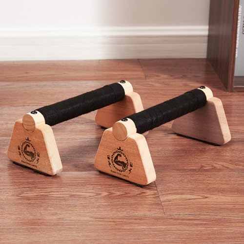 SANOSY Push Up Stand, 2 PCS Wood Parallettes Bars, 9" Wooden Calisthenics Equipment, Handstand Blocks and Pushup Handles for Handle Stands Grip Strength Training, Planks Calisthenics - Image 4