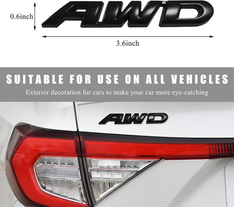 Wevdn AWD Emblem Sticker, 3D Metal Letter Badge Decal for Car Tailgate Side, Non-Fading AWD Emblem Sticker Fit Vehicle Tailgate Side Fenders, Universal Car Accessories (Black) Elegant multi-option build - Image 2