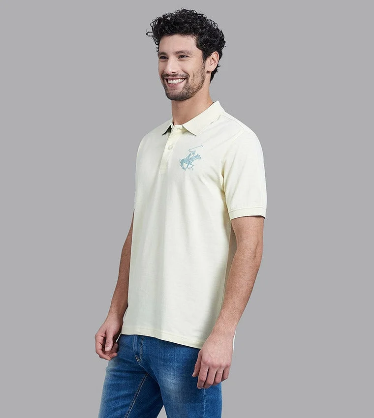 BEVERLY HILLS POLO CLUB  Beverly Hills Polo Club Yellow Cotton Regular Fit Polo T-Shirt for Men | Best Price UAE