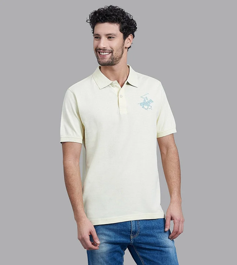 Beverly Hills Polo Club Yellow Cotton Regular Fit Polo T-Shirt