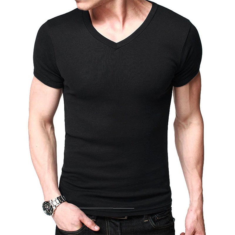 Round Neck Solid Color T-Shirt Base Shirt Summer Men'S Short-Sleeved T-Shirt Slim-Fit Top Tight Simple Men'S Fashion Ins - Image 4