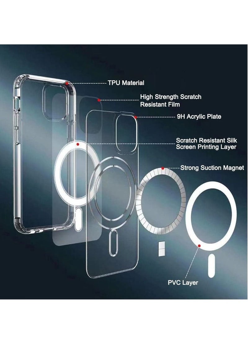 Generic - Apple iPhone 14 Pro Clear MagSafe Case Transparent Magnetic Shockproof Cover Wireless Charging Compatible 6.1 Inch Clear - Image 1