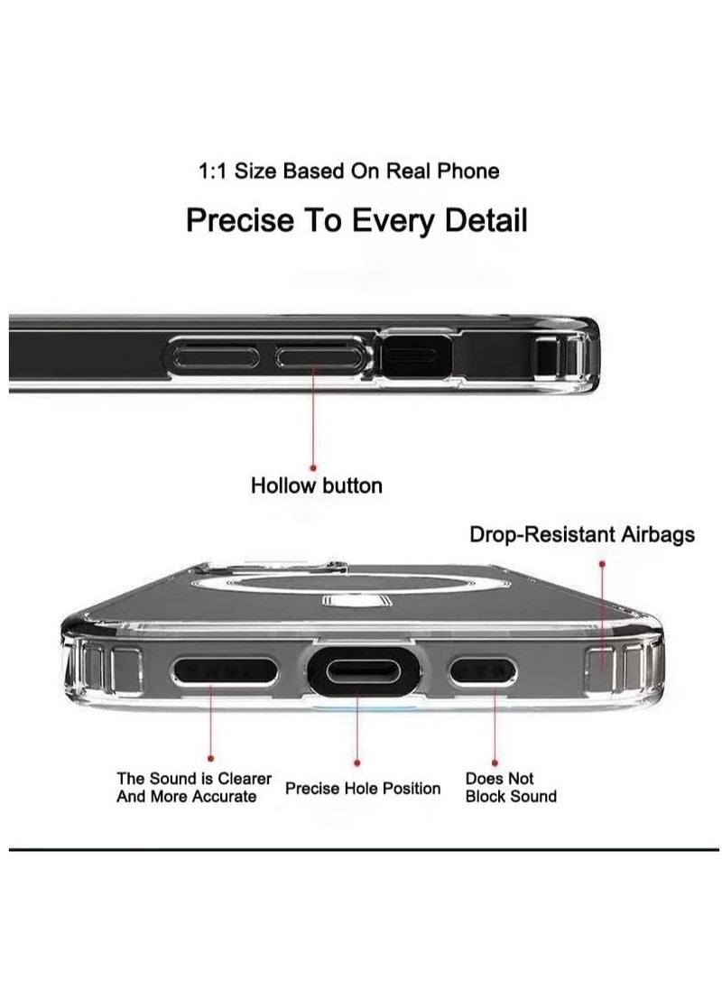 Generic - Apple iPhone 14 Pro Clear MagSafe Case Transparent Magnetic Shockproof Cover Wireless Charging Compatible 6.1 Inch Clear - Image 1