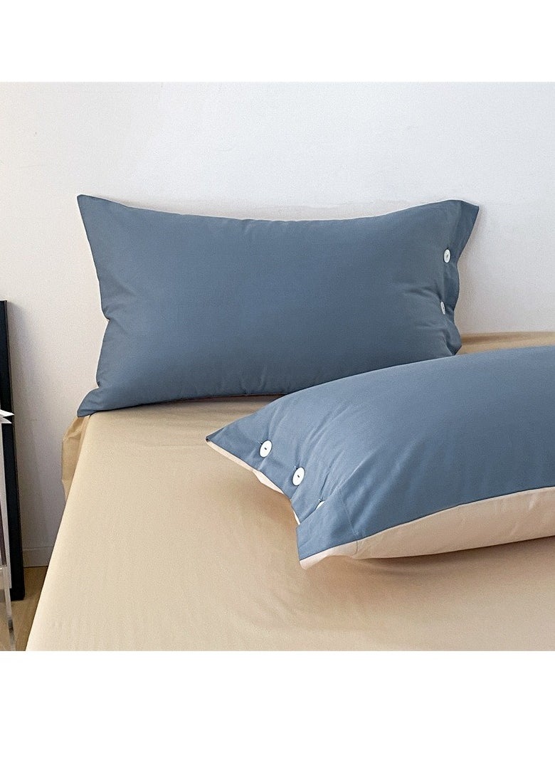 AROAQ Bed Cover Set, Soft Luxurious Pure Bedsheet Set, Long-staple Cotton Simple Solid Color Bed Sheet Quilt Cover Bedding Twill Cotton Set, ( tea green, 2.0m bed sheet four-piece set)  - Image 4