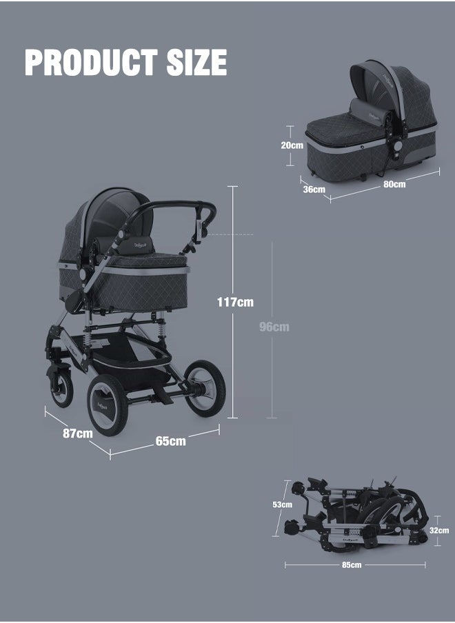 Bukela - Reversible 3-in-1 High View Baby Stroller Bassinet with Mosquito Net & Foot Cover | Adjustable Newborn to Toddler Pram for Saudi Arabia | Durable & Comfortable Design - Image 1