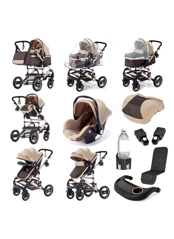 Bukela - Reversible 3-in-1 High View Baby Stroller Bassinet with Mosquito Net & Foot Cover | Adjustable Newborn to Toddler Pram for Saudi Arabia | Durable & Comfortable Design - Image 1