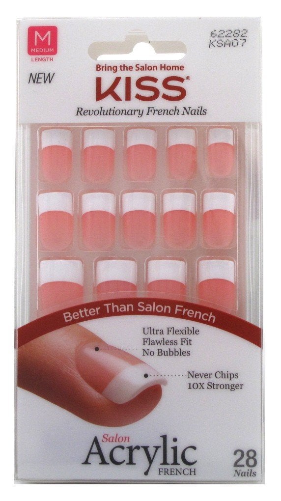 Kiss Salon Acrylic French 28 Count Medium Square Pink (Pack of 3) - Image 3