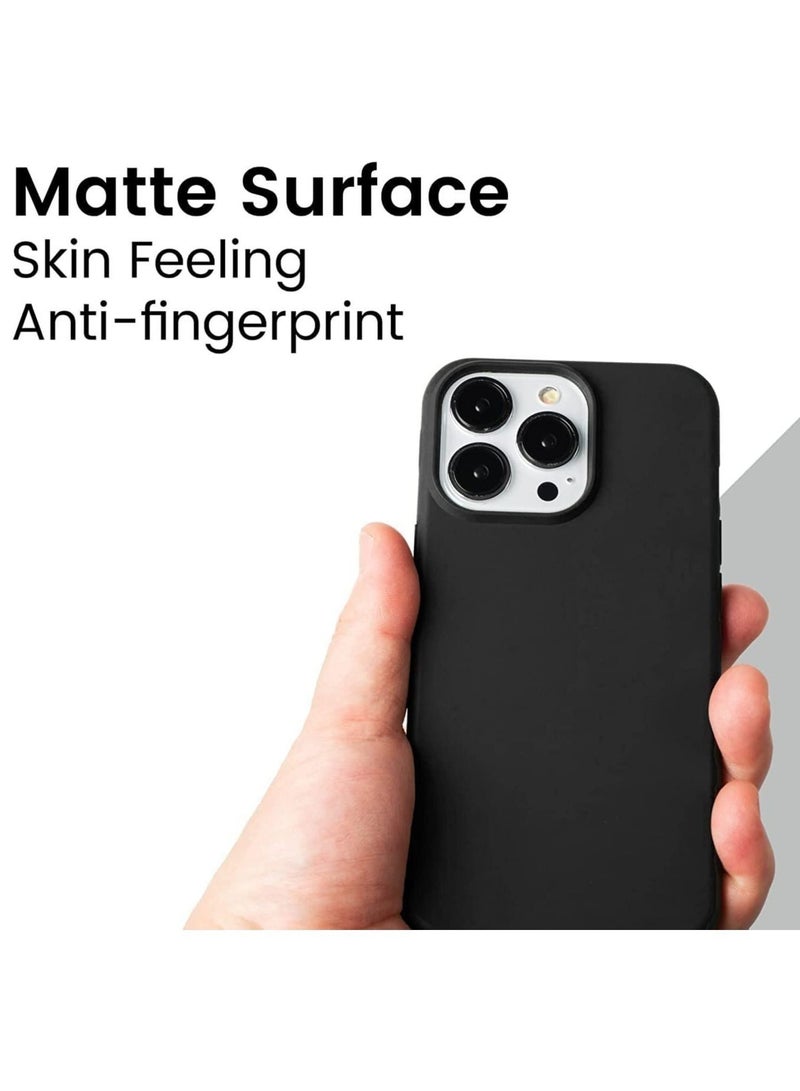جراب غير لامع متوافق مع iPhone 14 Pro Max ، جراب هاتف ناعم السطح غير لامع ، غطاء حماية من السقوط ، لون خالص ، شاشة 6.7 بوصة - أسود لامع - Image 4