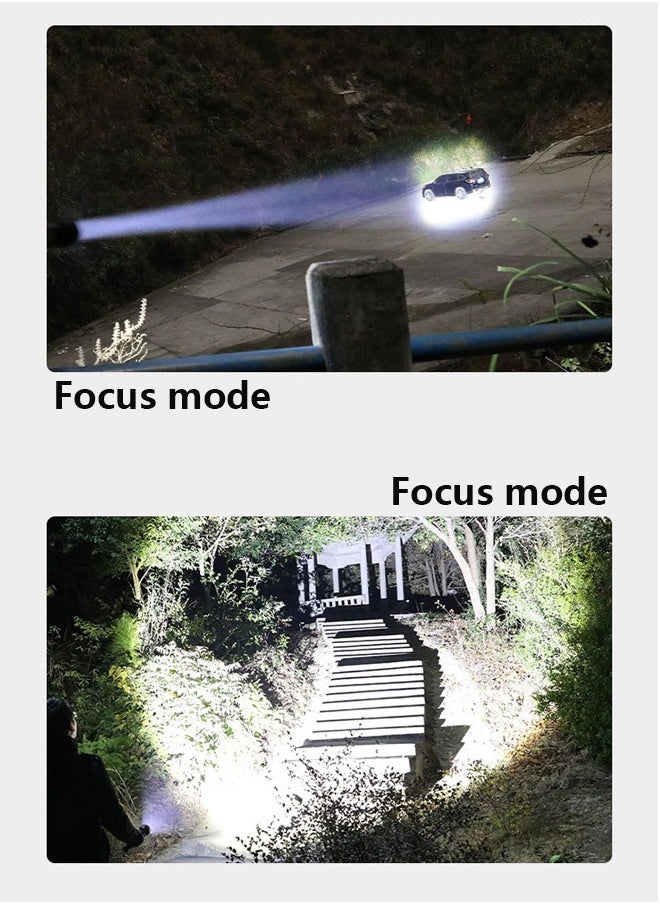 Rechargeable flashlight with P70 strong light core, COB side light, most powerful 26650 battery, 7 light sources, suitable for emergency, camping