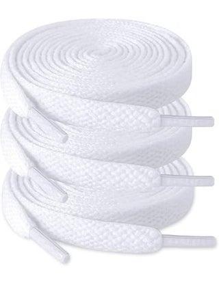 3 Flat Shoe Laces 8MM Single-Layer Flat Shoe Laces For White Boys And Girls Shoes Suitable For Sports Leisure Mountaineering Basketball Shoes Laces (White)