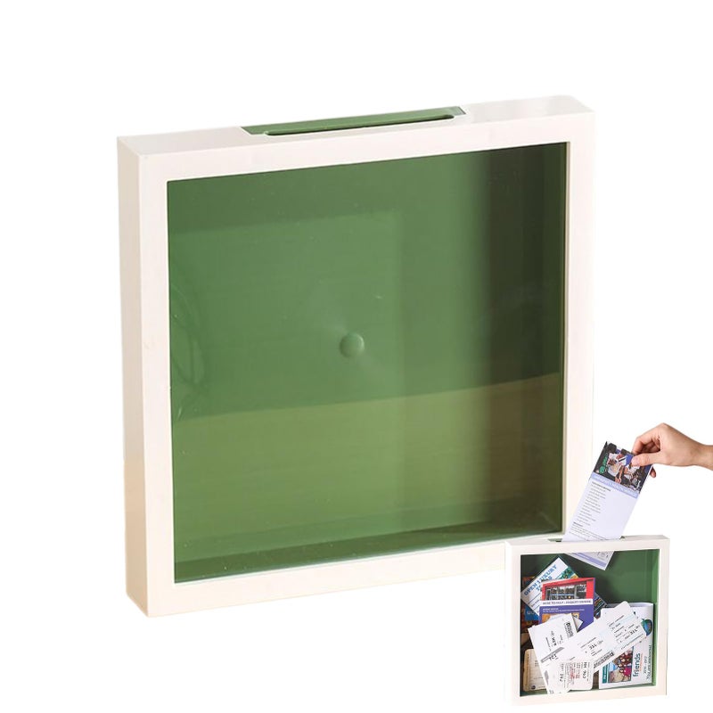 Beige Green Shadow Box Frame With Slot Clear Display Case For Home Living Room - Image 5
