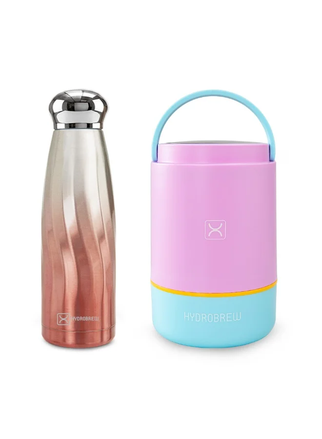 Hydrobrew Hydrobrew Triple Decker Stainless Steel Lunch Box 900ml w/ Double Wall Stainless Steel Water Bottle 420ml – Candy Cloud