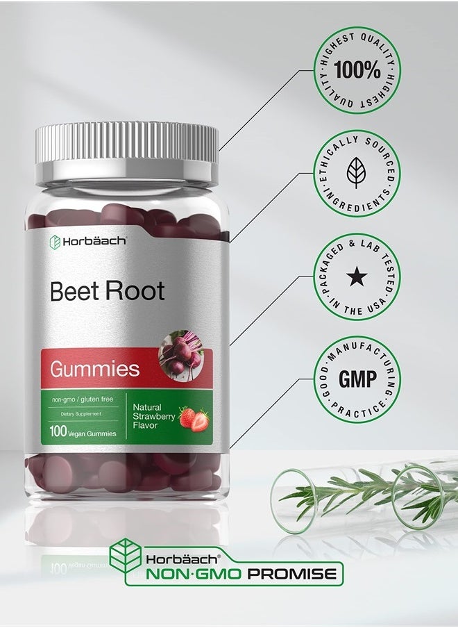 Horbaach Beet Root Gummies | 6000mg | 100 Count | Vegan, Non-GMO, and Gluten Free Formula | Strawberry Flavor  - Image 5