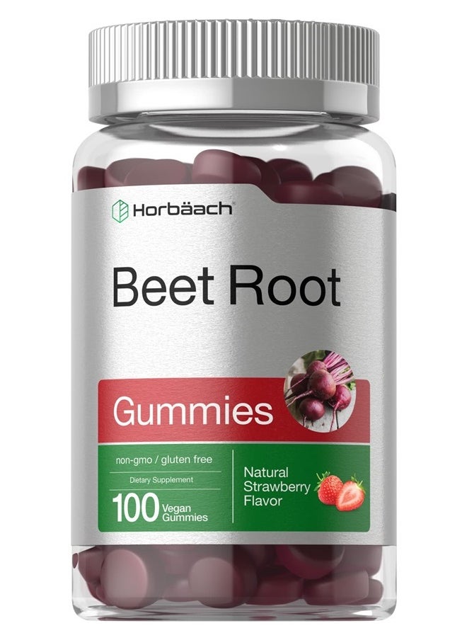 Horbaach Beet Root Gummies | 6000mg | 100 Count | Vegan, Non-GMO, and Gluten Free Formula | Strawberry Flavor  - Image 1