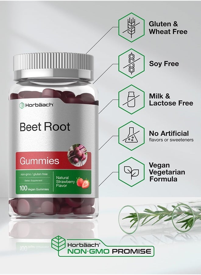 Horbaach Beet Root Gummies | 6000mg | 100 Count | Vegan, Non-GMO, and Gluten Free Formula | Strawberry Flavor  - Image 4