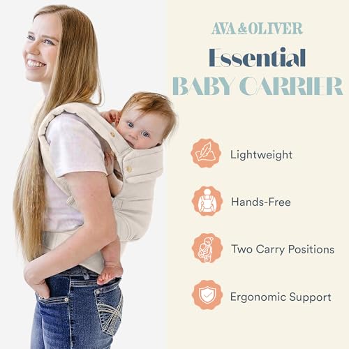AVA + OLIVER Ava Oliver Essential Baby Carrier Ergonomic HipHealthy Soft Structured Carrier for Infants Toddlers 735lbs Front and Back Carry Breathable Fabric Stylish Lightweight Vanilla - Image 3