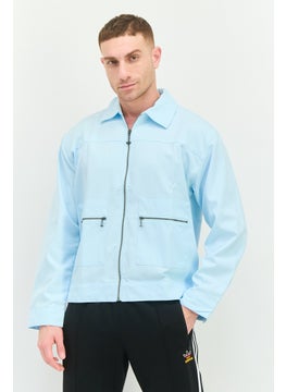 adidas Originals Men Sportswear Fit Long Sleeve Outdoor Jacket Shirt, Light Blue  - Image 1