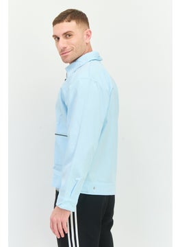 adidas Originals Men Sportswear Fit Long Sleeve Outdoor Jacket Shirt, Light Blue  - Image 2
