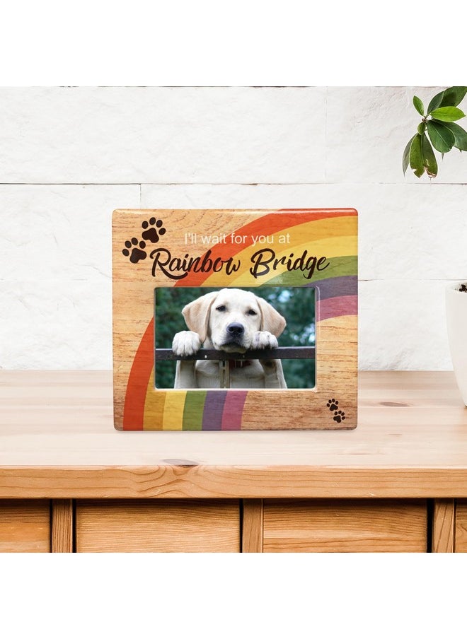 Rainbow Bridge Pet Memorial Frame I'Ll Wait For You At Rainbow Bridge Loss Of A Dog Or Cat Sympathy Condolence Picture Frames For Dogs That Passed
