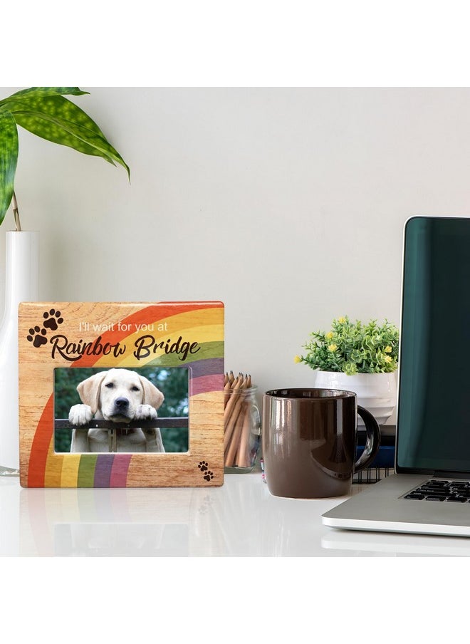 Rainbow Bridge Pet Memorial Frame I'Ll Wait For You At Rainbow Bridge Loss Of A Dog Or Cat Sympathy Condolence Picture Frames For Dogs That Passed