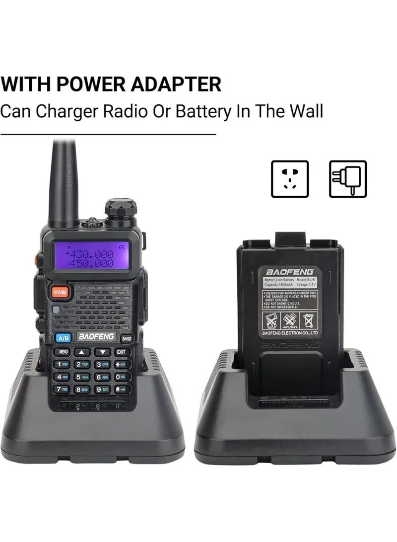 Baofeng High-Power 5W FM UV-5R (2 Pcs) with 128 Channels Connect Portable Communication Station Long Range Handheld Device (Black) - Image 3
