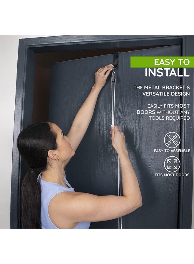 جي أس بكرة الكتف، العلاج الطبيعي فوق الباب تدريب حبال إعادة التأهيل للعلاج الطبيعي وكفة التدوير إعادة التأهيل، معدات مساعدة إعادة تأهيل الذراع -المقابض الخشبية مع ضفائر الباب المعدنية - Image 2